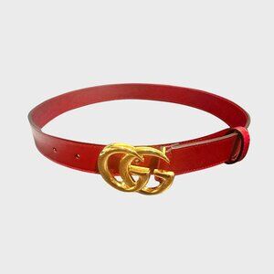 Gucci GG Marmont Red Belt Size 75- Gold Buckle